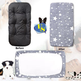 Hoopttay Flannel Waterproof Dog Bed Covers Replacement Washable, Elastic Edged Dog Bed Sheet with Glow in the Dark Star Design for Large & Medium Pet Beds, Cover Only (Gray, 52.0"L x 28.0"W x 5.0"Th)