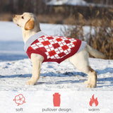Kuoser Dog Sweater Plaid Dog Sweaters with Harness Hole, Polo Design Puppy Knitwear Fall Winter Sweater for Extra Small Dogs, Pet Cold Weather Clothes Warm Doggie Pullover Sweatshirt, Red XS