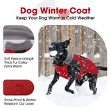 Nanaki Warm Dog Coats for Winter, Fleece Lined Furry Collar, Waterproof Reflective Dog Snowsuit with Leash Hole for Outdoor Walking Hunting, Easy On Cold Weather Puppy Jacket Vest, Beagle, Red L