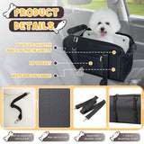 YUDODO 10-18lbs Large Console Dog Car Seat (Width＞9in) Fits Truck & SUV, Luxury Puppy Cat Travel Portable Booster Seat with Removable Velvet Cushion, Anti-Slip Pet Car Bed Carseat PU Leather Black