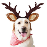 KUDES Dog Cat Christmas Reindeer Antlers Headband Classic Adjustable Elk Hat Headwear Pet Deer Cospaly Costumes Accessories (L(for Medium Big Dogs))
