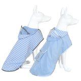 MAMORE Dog Raincoat Reversible,Waterproof Dog Rain Coat Hooded Slicker Poncho with Reflective Strip, Plaid Double Layer Rain Jacket for Small Medium Large Dogs (Light Blue, Large(22-37lb))