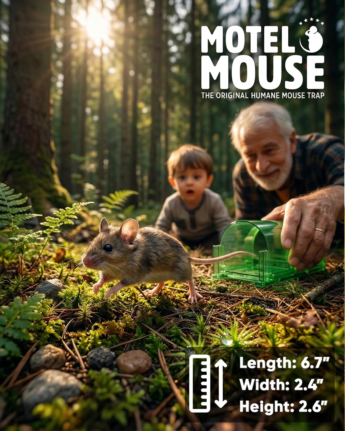 Motel Mouse Humane Mouse Traps No Kill Live Catch and Release 4 Pack - Reusable, Easy to Use & Clean, No Touch Release, Sensitive Includes Cleaning Brush, Instruction Manual & Video - Mousetrap Indoor