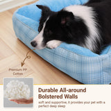 MIHIKK Rectangle Dog Beds for Large Dogs & Cats, Orthopedic Sleeping Pet Bed for Couch with Durable Puppy Cuddler and Anti-Slip Bottom Machine Washable 34 * 24 Inch (Blue)