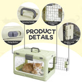 Velupet Zoom Hard Cat Carrier,Dog Crate for Small Dogs,Cat Kennel Clear,Foldable Dog Kennel with Urine Pad Mesh Grid,Ventilation & Hard Plastic Protection Transparent Pet Carrier 20" L,Green