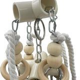 GILYGI Durable Stainless Steel Pots & Wooden Beads Parrot Toys - Pullable 8 Metallic Cups & 8 Natural Dye-Free Rings for Large & Extra Large Parrots Macaws Amazons African Greys Cockatoos Eclectus