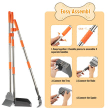 Load image into Gallery viewer, TIMINGILA Pooper Scooper Dog Pooper Scooper Long Handle Stainless Metal Tray Rake Spade Set for Large Medium Small Dogs Easy to Clean Pet Waste Use for Yard, Grass, Dirt or Gravel - Pet Supplies
