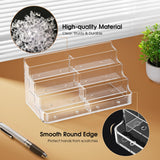 MaxGear Acrylic Business Card Holder for Desk, Clear Desktop Business Card Display Stand with 8 Pockets, 4-Tier Freestanding Card Organizer for Office, Reception, Countertop
