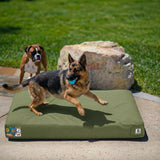 Sytopia Indestructible Waterproof Canvas Outdoor Dog Bed, 42 Inch Chew Proof Pet Bed for Extra Large Dogs, Washable Removable Cover, Indoor Outdoor Patio Pad, Green