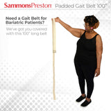 Sammons Preston Gait Belt with Metal Buckle, 2" Wide, 100"L, Heavy Duty Gait Transfer Belt, Patient Transfer, Essential Walking & Transport Assistant for Elderly, Disabled, & Patients, Neutral Stripe