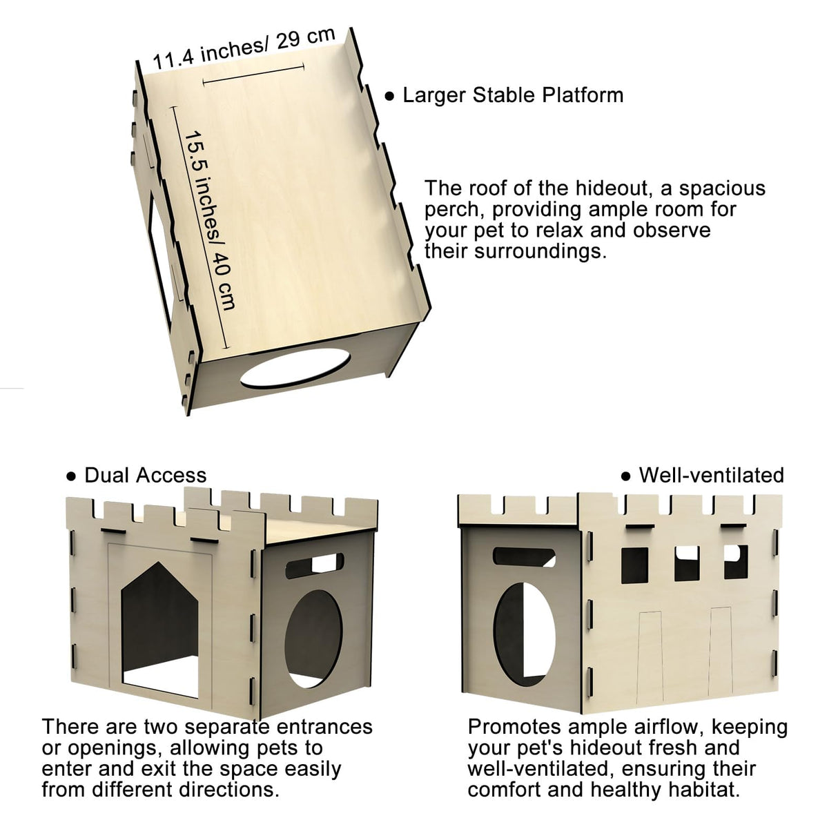 HIIMALEX Large Sturdy Bunny House with Spacious Balcony Hidey Detachable Playhouse for Rabbit Hideout Castle Tower Toys for Indoor Bunnies Guinea Pig Hamster Chinchilla Gerbil