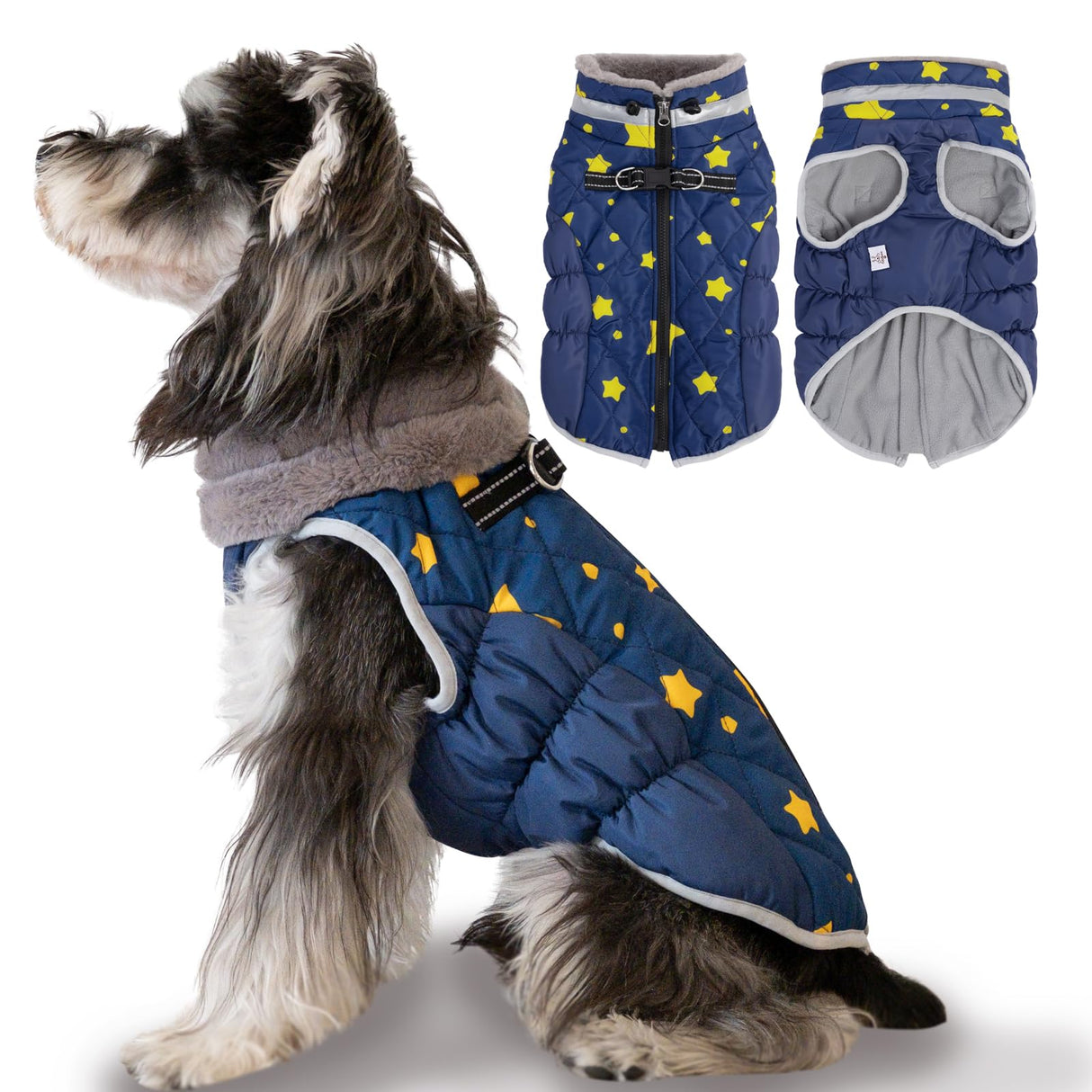 CuteBone Waterproof Thick Dog Winter Coat Doggie Jacket Warm Pet Clothes Comfortable Puffer Dog Vest for Small Medium Large Dogs with Harness Hole YRFN21L