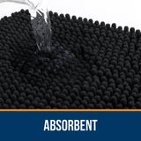 Black Bathroom Rug 30x20, Extra Soft Absorbent Chenille Bath Rugs, Rubber Backing Quick Dry, Machine Washable Bath Mats for Bathroom Floor, Tub and Shower, Home Decor Accessories