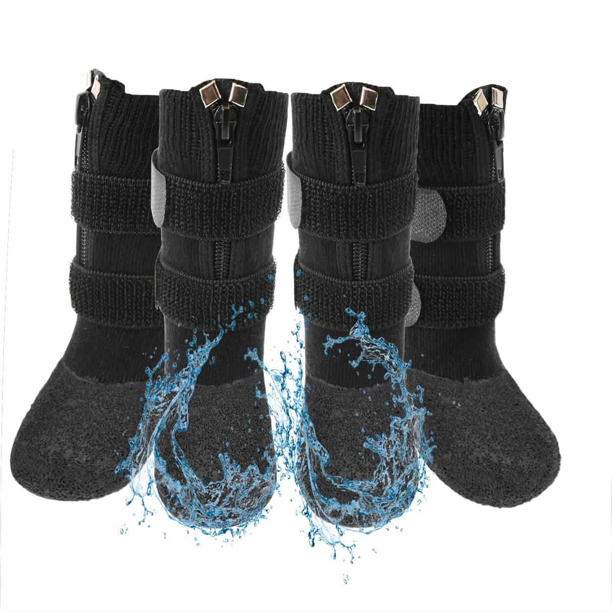 VALFRID Waterproof Grip Dog Shoes,Anti-Slip Dog Socks Boots,Zipper Dogs Booties Paw Protectors for Hardwood Floor,Indoor and Outdoor for Small Medium Large Dogs Black