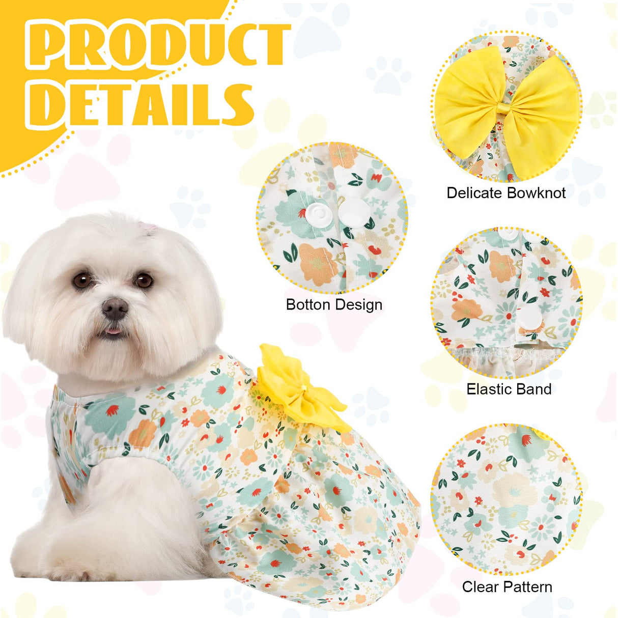 Sanwuta 8 Pieces Dog Bowknot Dresses Puppy Clothes Outfits Princess Dresses Soft Lightweight Summer Fruit Floral Pattern Pet Skirts for Girl Puppy(XX-Large)