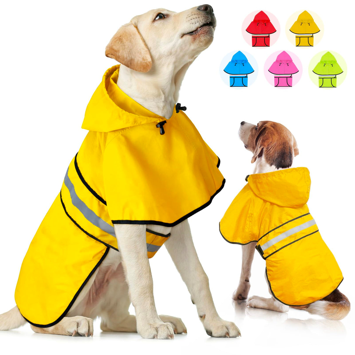 Weesiber Dog Raincoat, Adjustable Waterproof Dog Rain Jacket Poncho with Reflective Strip and Leash Hole, Lightweight Pet Rain Coat for Small to X-Large Dogs (XL, Yellow)