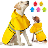 Weesiber Dog Raincoat, Adjustable Waterproof Dog Rain Jacket Poncho with Reflective Strip and Leash Hole, Lightweight Pet Rain Coat for Small to X-Large Dogs (XL, Yellow)