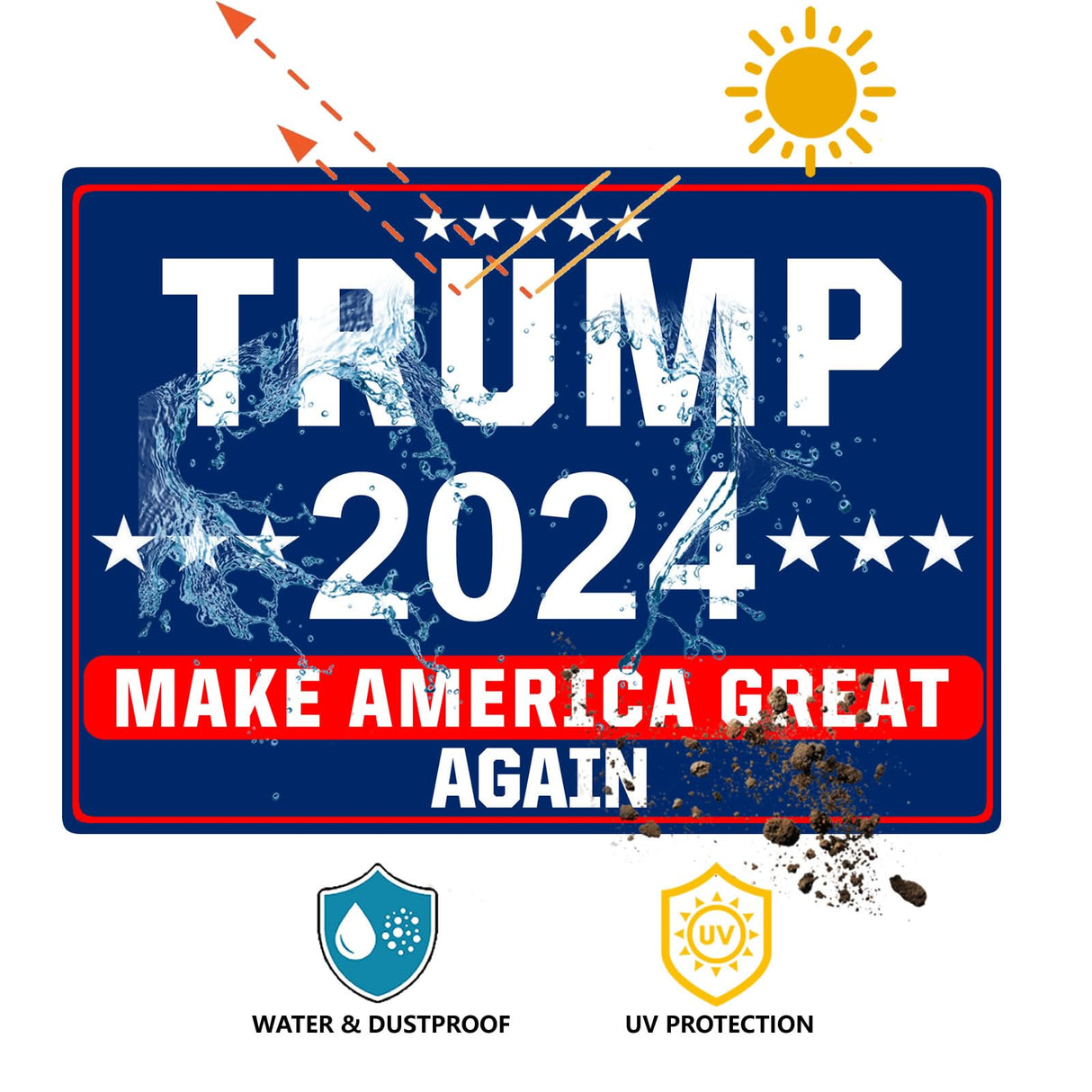 Shmbada Trump 2024 Make America Great Again MAGA Yard Sign with Metal Stake - 20 x 14 Inch Double Sided Outdoor Decorative Trump Signs for Garden Yard Lawn House