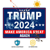 Shmbada Trump 2024 Make America Great Again MAGA Yard Sign with Metal Stake - 20 x 14 Inch Double Sided Outdoor Decorative Trump Signs for Garden Yard Lawn House