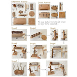 VolksRose Wooden Hamster Playground Platform, Hamster Climbing Toy, Natural Living Climb System, Small Animals Activity Set with Ladder Food Bowl Ramp Bridge for Mouse Gerbil Rat Chinchilla