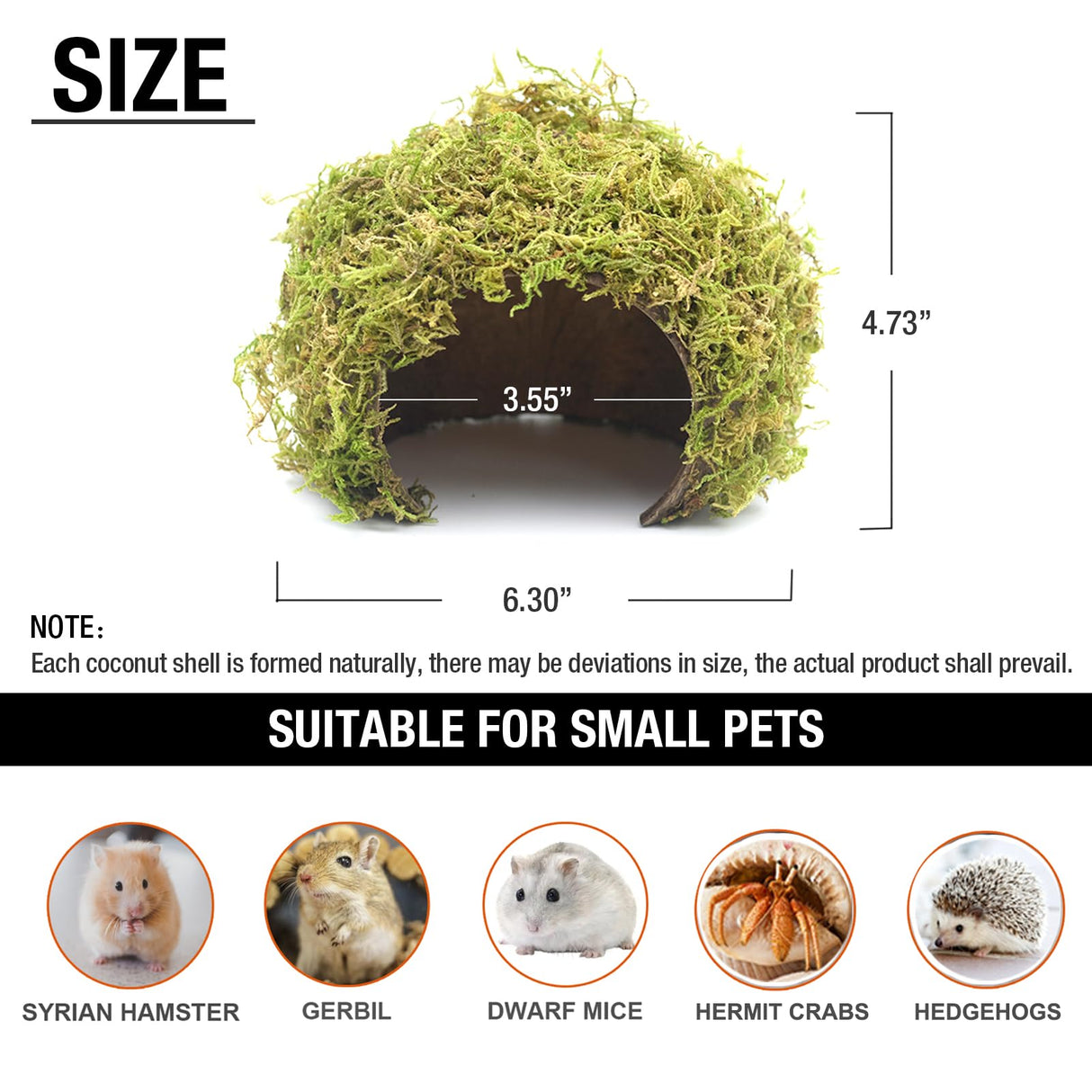 SanmooAio Hamster Hideout - Large, Natural Moss, Handcrafted for Syrian Hamsters, Rats & Guinea Pigs, Safe & Eco-Friendly