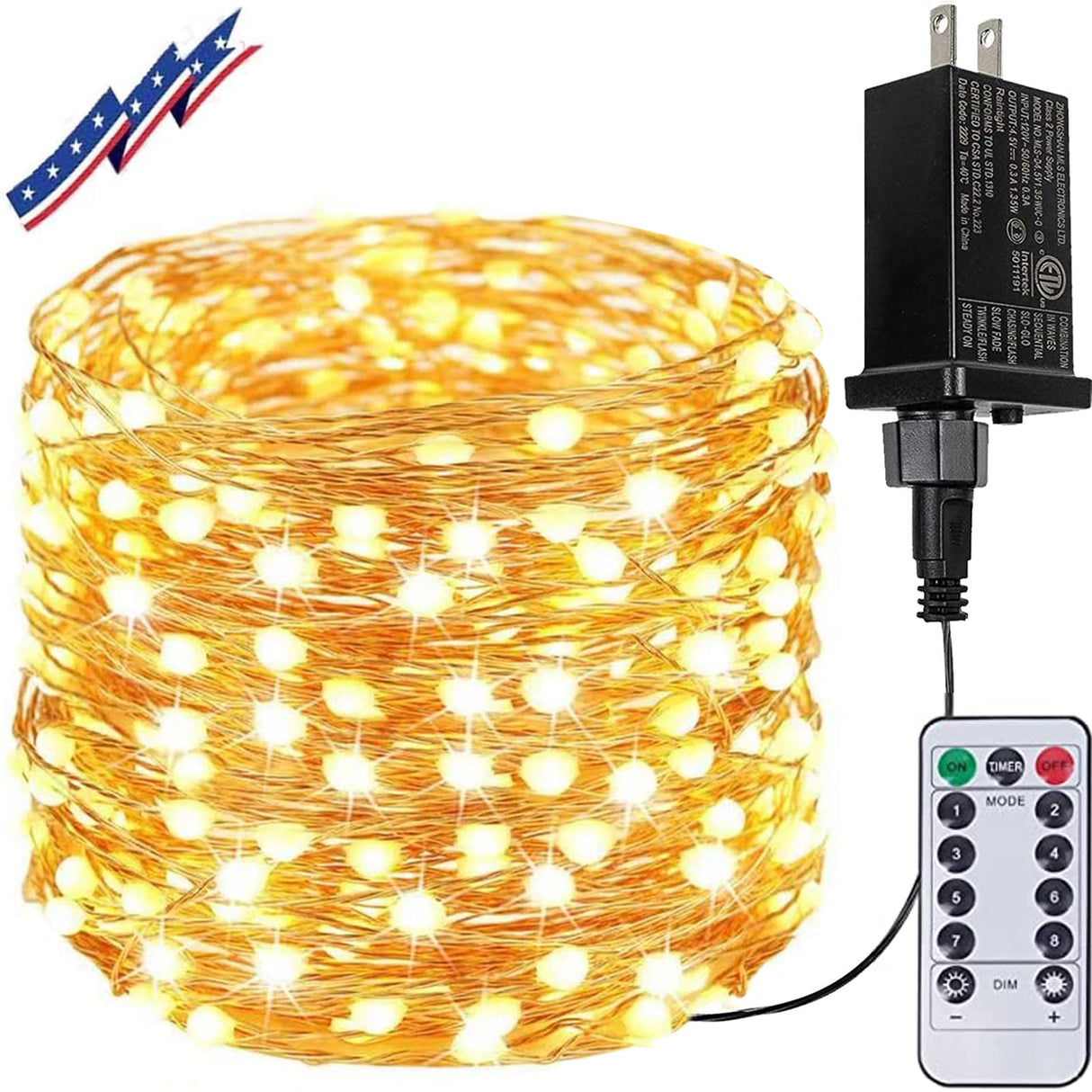 66Ft 200LED Fairy Lights Plug in, Waterproof with Remote Outdoor 8 Modes Christmas Lights Bedroom Decor, Twinkle Lights with Timer for Girl's Room Garden Christmas Decorations (Warm White)