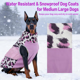 UNIPUP Dog Coats for Large Dogs with Harness Built in, Waterproof Dog Jacket Warm Pet Winter Coat Snowsuit for Cold Weather, Reflective Fleece Windproof Jacket, Purple, U-LDMF05XXL