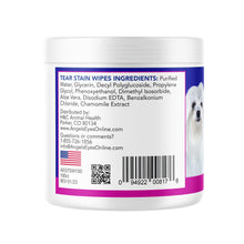 Load image into Gallery viewer, ANGELS' EYES Gentle Tear Stain &amp; Pet Eye Wipes for All Dogs &amp; Cats Textured Grooming Wipes Remove Discharge &amp; Mucus, Reduce Tear Stains, Hypoallergenic with Aloe &amp; Chamomile, 100ct
