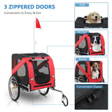 PEXMOR Dog Bike Trailer, Folding Bike Trailer for Dogs, Pet Trailer Cart for Bicycle, Bike Cargo Wagon Carrier Attachment w/Universal Hitch & 20" Quick Release Wheel Red