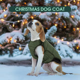 Kuoser Dog Puffer Jacket Warm Dog Coat for Extra Large Dogs, Windproof Reflective Pet Padded Vest Cold Weather Clothes Puppy Snowsuit with Hook & Loop Coats, Easy On/Off, Green 2XL