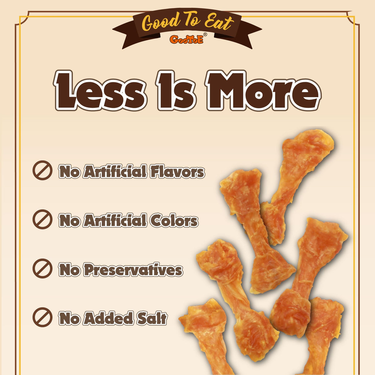 Gootoe Turkey Tendons for Dogs –All-Natural, Hypoallergenic Dog Treats, Rawhide Alternative, Long Lasting Puppy Chews, Healthy Dog Treats for Small Breeds, Bone (S), 6 Count Pack