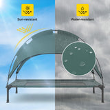 GOJOOASIS Outdoor Dog Bed with Canopy, Waterproof Outside Dog Cots Pet Bed with Removable Canopy Tent, Cat Bed Shelter, Lifted Camping Pet Bed for Medium Dogs (Blue)
