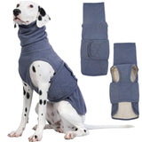 ROZKITCH Anxiety Vest for Dog, Pet Neck Wrap with Hoodie Shirt Soft Ears Cover, Thunder Jacket for Dogs Anxiety for Fireworks Travel Vet Visit 4th of July Holiday Christmas Blue L