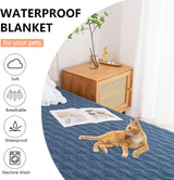 Bigbeer Waterproof Blanket for Bed, Reversible Dog Couch Cover Pet Sofa Furniture Protector Machine Washable King Size(82x102 Inch, Lightblue+Darkblue)