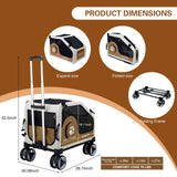 IronHaul 3-1 Dog Stroller for Medium Dogs,Collapsible Soft Dog Travel Crate with Metal Frame for Car Travel,Pet Stroller with Removable Carrier for Pets Up to70LBS(Orange)