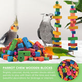 DBNESS Bird Toys for Parrot, 165 Pcs Colorful Multi-Shaped DIY Wooden Blocks Craft, Birds Cage Chewing Playing Training Toy for Cockatoos, Macaws, African Grey and Small Medium Parrots