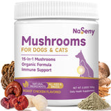 NaSeny Mushroom for Dogs & Cats - Turkey Tail for Dogs - 10 Organic Mushroom Supplement with Turkey Tail, Reishi, Lions Mane - Lumps & Bumps, Immunity, Gut, Skin, Joint Health - Chicken Flavor