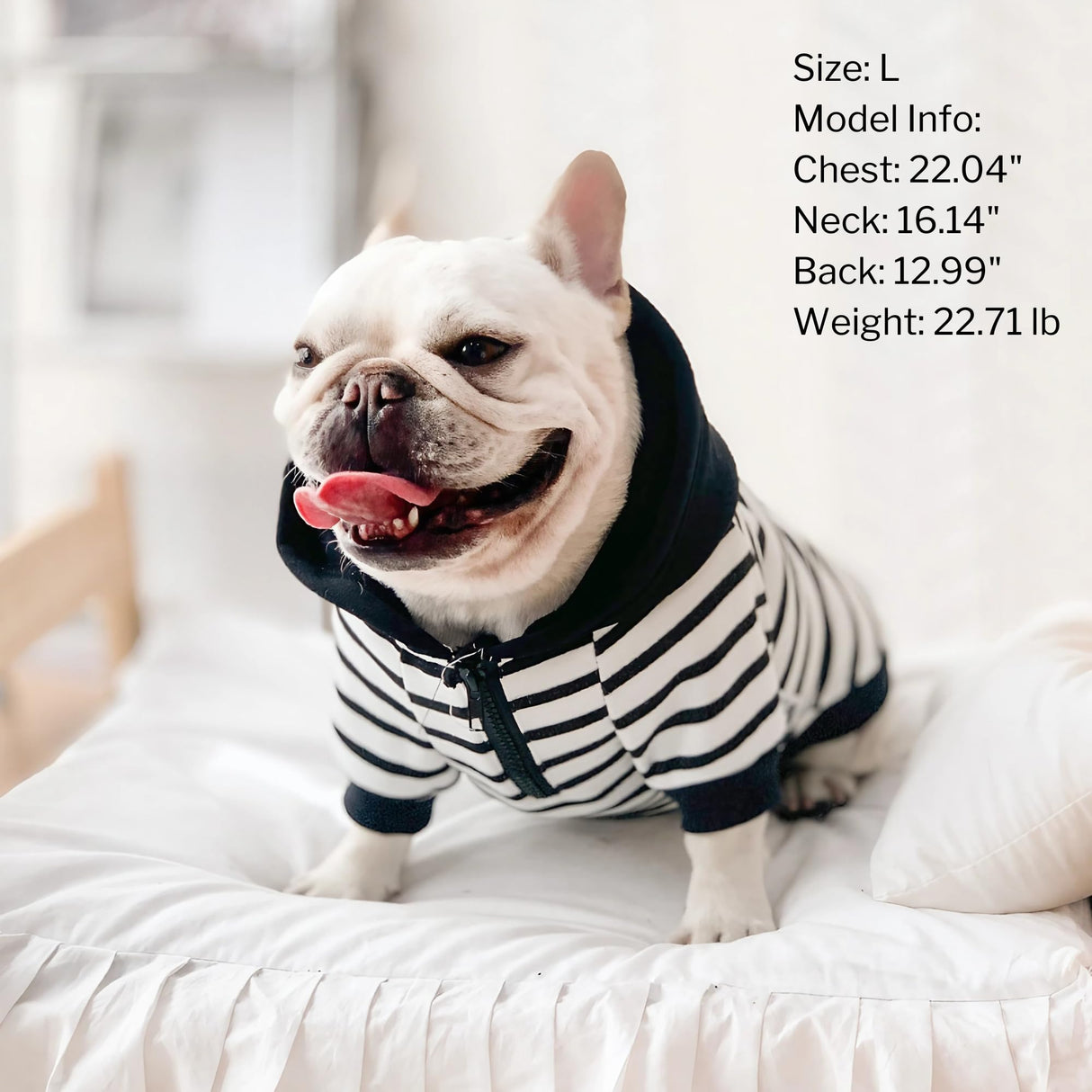 CHEERTAILS Dog Sweaters for Medium Dogs Boy French Bulldog Clothes,Frenchie Clothes Dog Fleece Sweaters Winter Coat Pet Sweatshirt Hoodie Medium Sized Halloween Costume,Black Striped,L