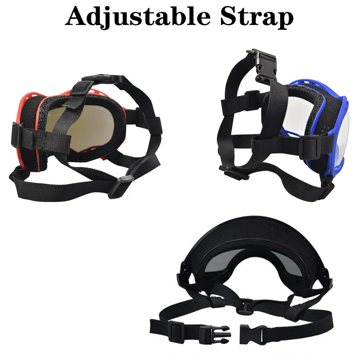 Soft Dog Goggles Anti-UV Sunglasses for Large Breed Dogs, Dustproof Windproof Snowproof, Bule Frame & Colored Lens