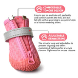Pink Dog Shoes for Small Dogs, Anti-Slip Dog Boots with Reflective Strips, Puppy Paw Protectors for Ourdoor Indoor Walking Winter Snow Summer Hot Pavement, Waterproof in Rainy Weather 4PCS/Set