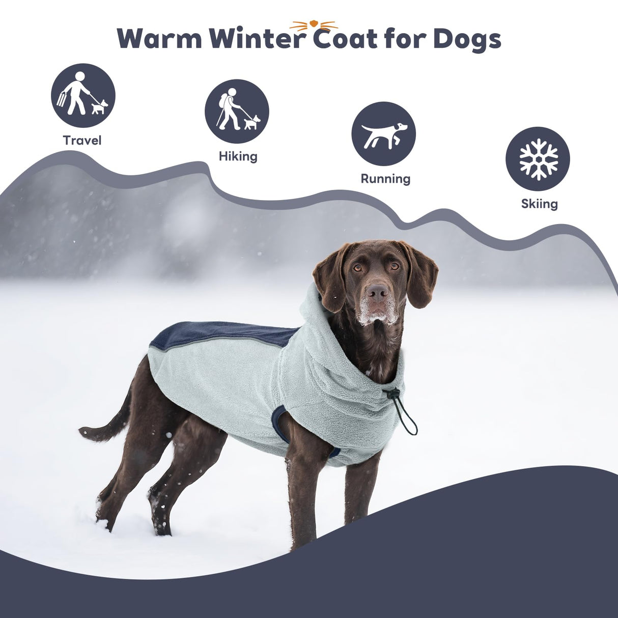 IECOii Great Dane Fleece Dog Sweater, Extra Large Dog Sweater with Leash Hole, Flexible & Good Stretchy Fit for Giant Breeds, Warm Turtleneck Sweatshirt Vest for Big Dogs, Machine Washable, Blue, 4XL