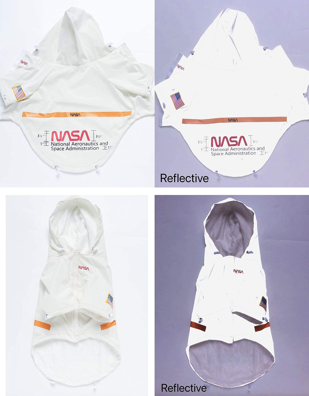 ChoChoCho NASA Raincoats, Reflective Rain Jacket Water Proof, Dog Costume, Cat & Puppy Stylish Streetwear Outfit (White, 2XL)