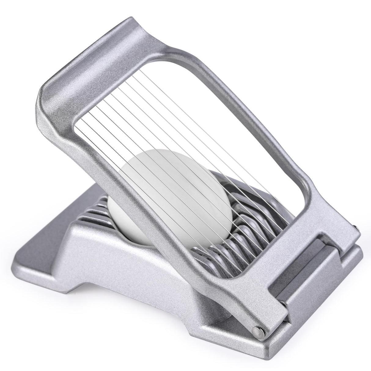 Egg Slicer for Hard Boiled Eggs, Stainless Steel Wire, Multipurpose Heavy Duty Aluminium Egg Cutter Dishwasher Safe for Egg, Salads & Sandwiches, Strawberries, Mushrooms & Soft Cheese, Fruit, Sliver