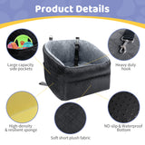 Dog Car Seat for Small/Medium Dogs, Upgrade Dog Booster Seat,Detachable and Washable Pet Car Seats with Thick Cushion Safety Leash and Storage Pockets(Black/Grey)