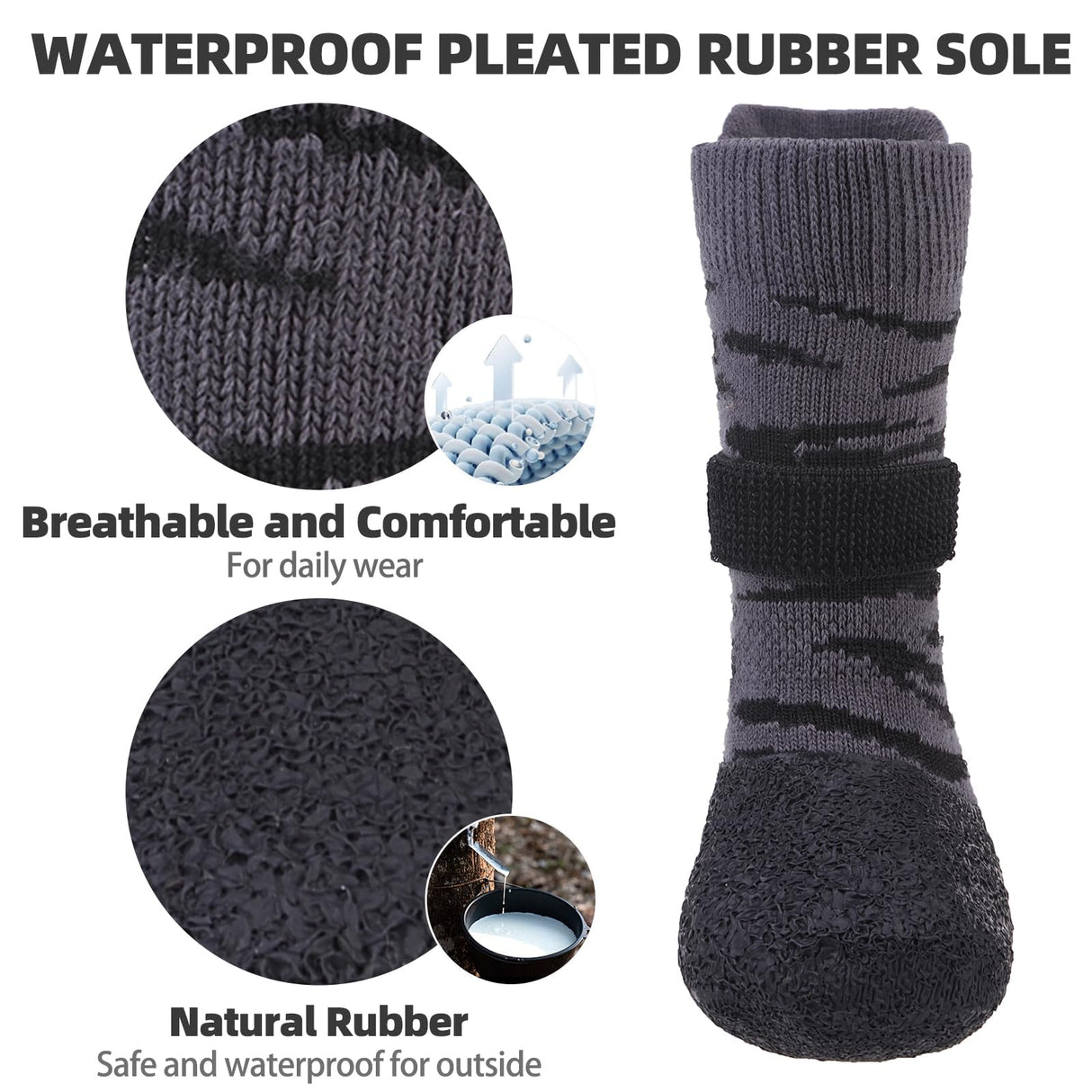 PUPTECK Anti Slip Dogs Shoes for Hot/Cold Pavement, Senior Booties, Rubber Boots & Paw Protectors for Small Medium Large Size Dogs to Prevent Licking, Grippy Socks for Hardwood Floors, Tiger XXL