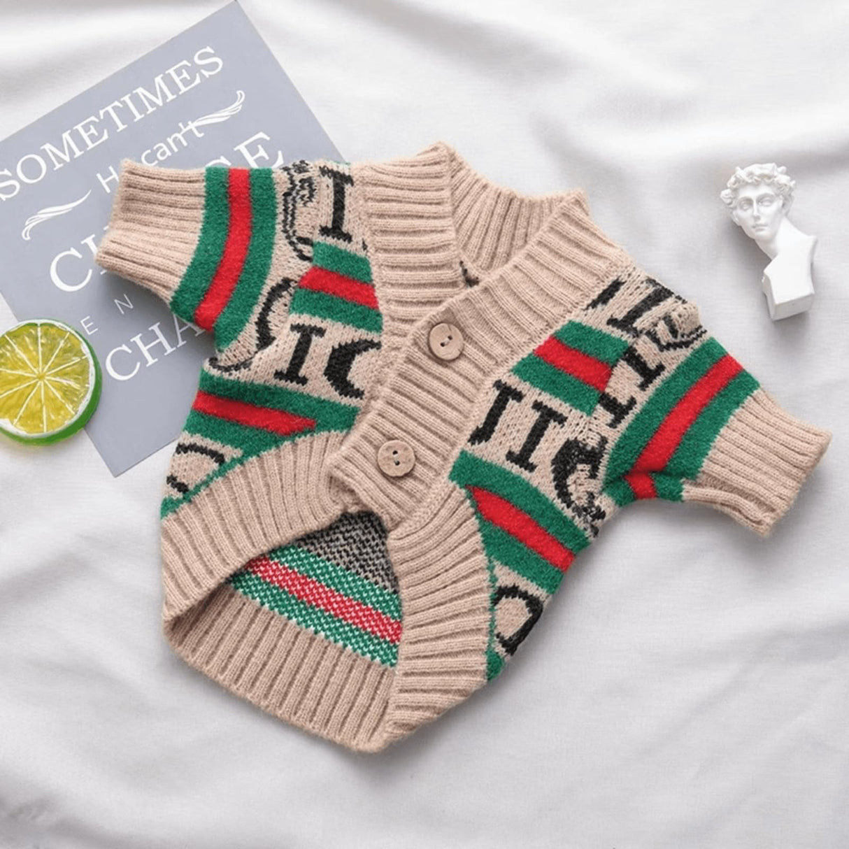 Cute Knitted Cat Sweaters Warm Striped Dog Apparel Thickened Winter Kitten Sweaters for Indoor Cats and Small Dogs (Stripe 2,M (3.3-5.5lbs))