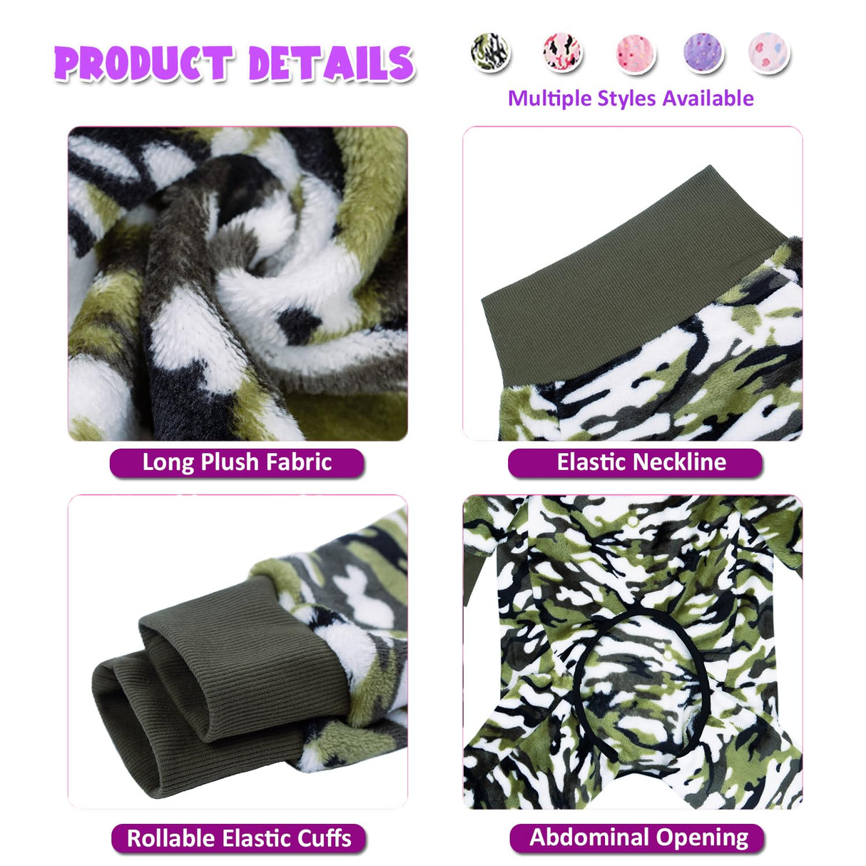 HDKUW Large Dog Sweater Coat, Recovery Suit, Anti-Shedding Pajamas, After Surgery Onesie for Medium Large Dogs - Green Camouflage 34#
