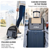 JoPet Pet Bag Carrier with Wheels, Pet Backpack with Wheels, Small Dog Carrier, cat Carrier, Detachable Wheels, Travel Bag, Pet Trolley, Soft Sided Carrier with Wheels, Foldable Carrier (Oat Grey)