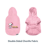 Berkshire Peanuts® Dog Hoodie, Pet Sweater with Leash Hole & Elastic Sleeve, Snug Fit for Puppies, Kittens, and Small Dogs, Small, Snoopy Woodstock Pink Scarf