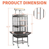 VINGLI Bird Cage with Rolling Stand for Parrots, Cockatiels, Budgies, Lovebirds, Small/Medium Birds (62“H with Play Top)